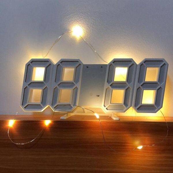 

wall clocks smart 3d digital clock alarm led electronic place desktemperature gift