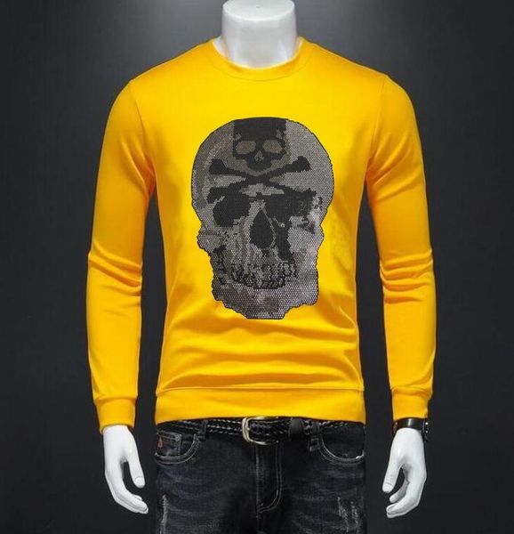 

men's hoodies & sweatshirts 2021 men autumn long sleeve drill clothes rhinestones, Black