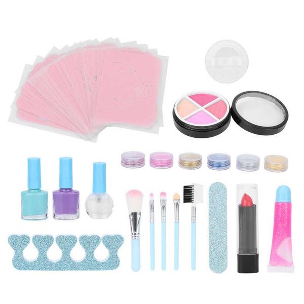 

nail gel kids makeup kit safe non toxic satisfy curiosity water soluble pretend toy with portable storage box for home use, Red;pink