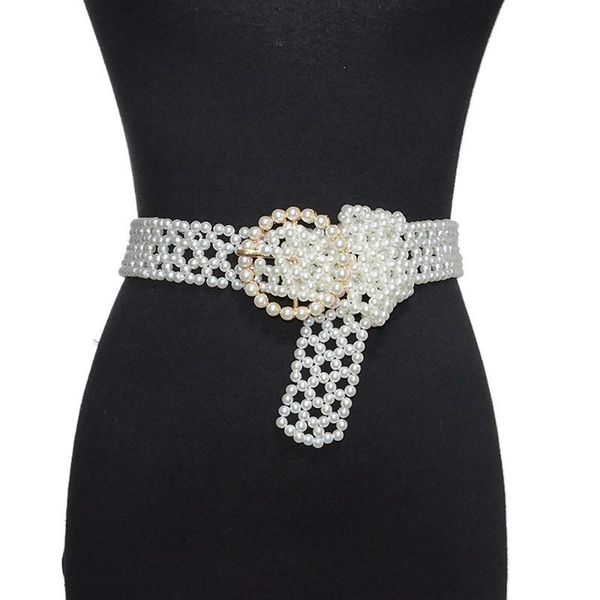 

belts [aetrends] women pearls crystal beads chain belt girls fashion elegant waist strap gift cinch waistband d-0226, Black;brown