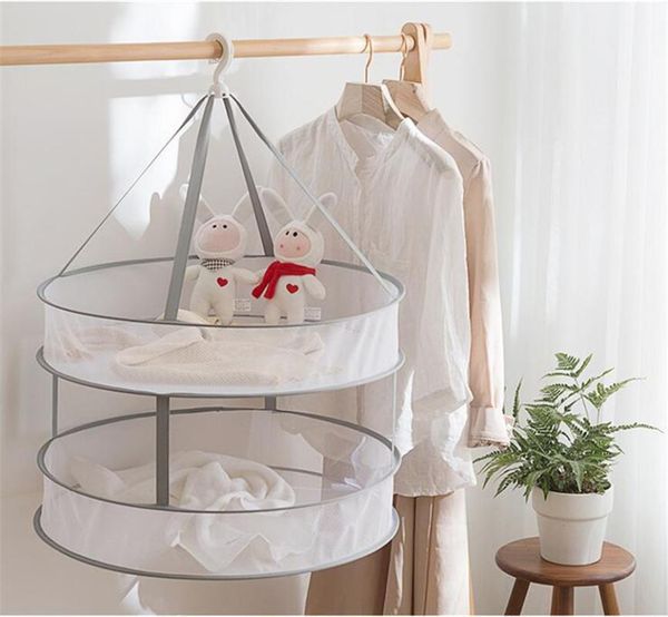 

laundry storage & organization 61/48cm windproof clothes dryer drying rack for sweaters hanging basket mesh folding nets double layer