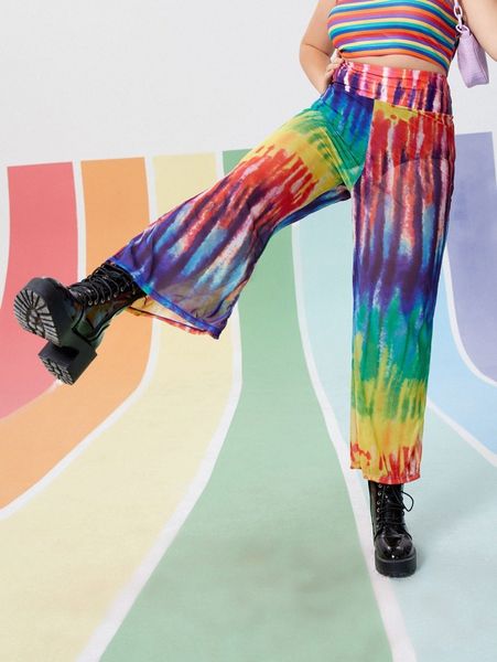 

plus tie dye cover up pants m8yn#, Black