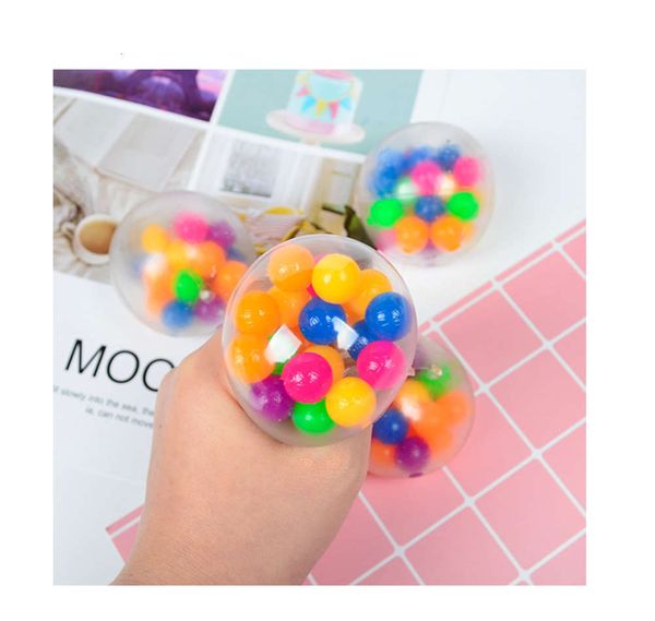 

bead tpr decompression grape toy vent water ball rainbow seven color beads