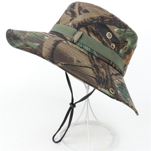 

wide brim hats tactical military hunting mens camoflage hat polyester sun uv protection woodland sandstorm desert hide bucket boonie cap, Blue;gray