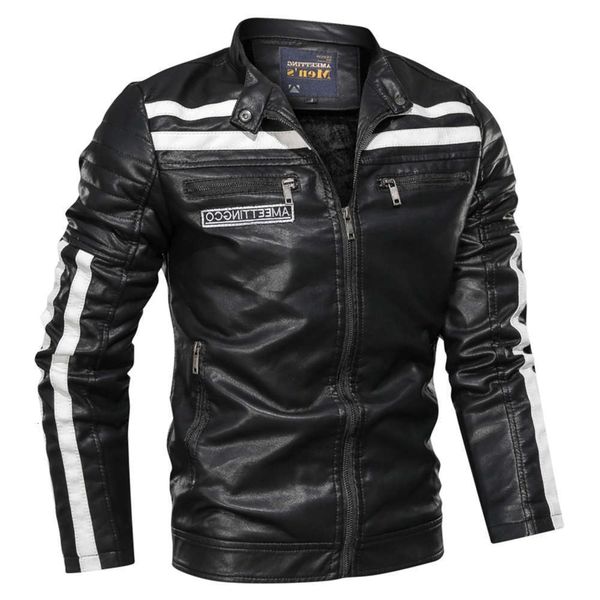 

2021autumn men's pu leather large casual motorcycle jacket, Black;brown