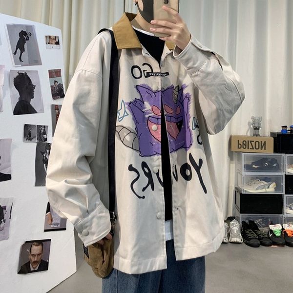 

muzi tooling men's autumn winter clothes graffiti students' versatile jacket and net red casual coat, Black;brown