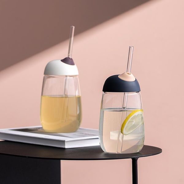 

wine glasses glass tumbler with straw water bottle cup for juices beverages wide mouth drinking caps