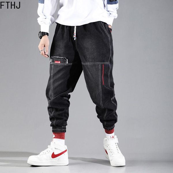 

men's jeans 2021 streetwear hip hop cargo pants elastic harun joggers in autumn and spring men cloth, Blue