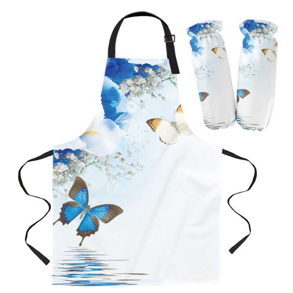

aprons lily flowers butterfly water surface kitchen for women bibs household cleaning pinafore home cooking apron