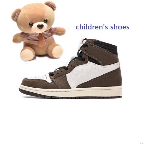 

dunks children's jorden1 basketball shoes designer kids athletic sports shoe for childrens boys girls cactus jack mocha size:22-35