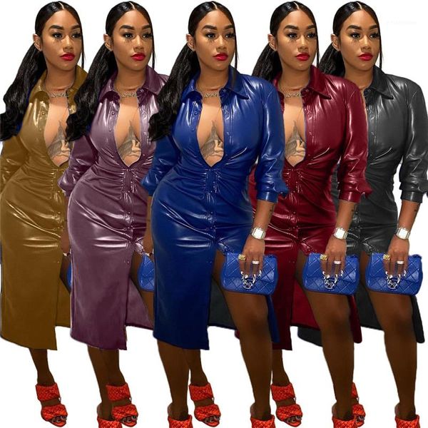 

fashion single breasted panelled womens pu windbreakers casual females clothing solid color womens designer trench coats, Tan;black
