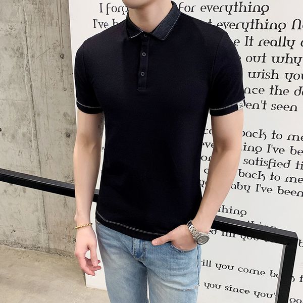 

Summer 2021 New Solid Men of Fashion Make Short Male Polo Shirt Turn Down Collar Fine Casual Fit for Homme 3xl-m 9ZVG, White;black