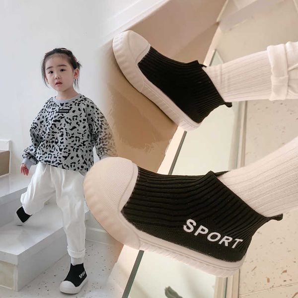 

kids socks shoes non-slip snow boots boys girls sport shoes autumn winter kids sneakers children casual shoes slip-on breathable g1025, Black;red