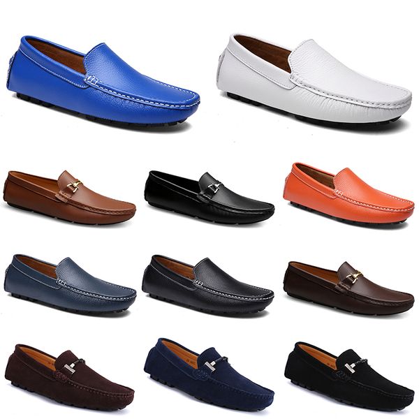 

fashions leathers doudou men casual driving shoes breathable soft sole light tan blacks navys whites blue silver yellow grey footwear all-ma, Black
