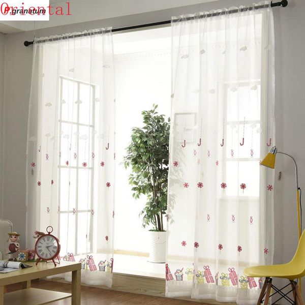 

single panels sheer christmas curtains for living room kids decoration pink embroidered voile curtains for children