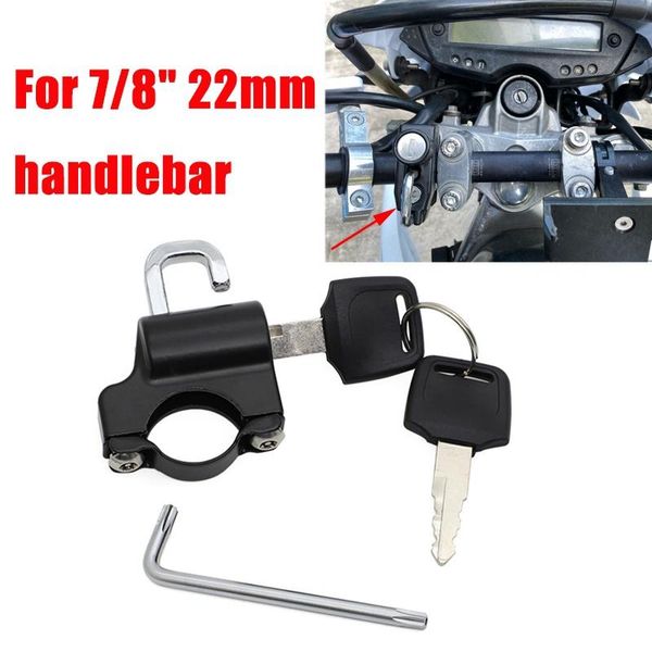 

motorcycle helmets universal helmet lock motorbike hanging hook keys set aluminum compatible with 7/8inch 22mm handlebar tubing