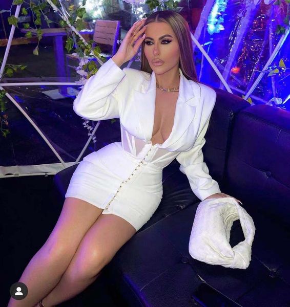 

white dress long sleeve with cleavage v celebrity hollow out skinny jacket cyq1, Black;brown