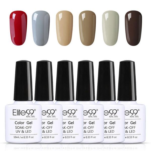 

nail art kits elite99 10ml 6pcs/lot gel polish set nude wine red purple jam camel color manicure kit semi permanent enamel