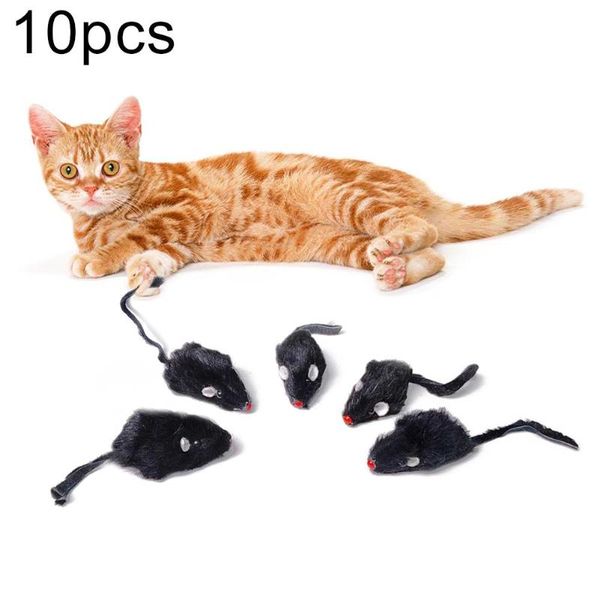 Toys de gato 10pcs Fake Plush Mouse Pet Cats Teaser Funny Sound Squeaky Interactive Play Toy Supplies