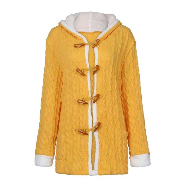 

women's trench coats loose wool coat with hat jackets women casual knit button long sleeve cashmere thick warm hooded cardigan abrigos, Tan;black