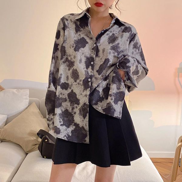 

women's blouses & shirts 2021 spring autumn blouse casual korean style die tie chiffon shirt women loose (f4249, White