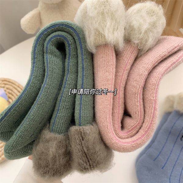 

winter thickened floor ffy cute plush small animal furniture sleeping tube female socks, Red;black