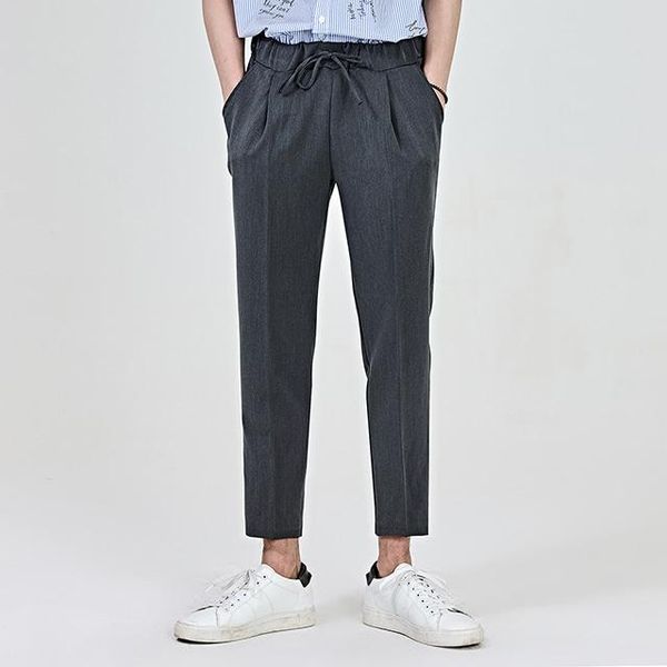 

men's pants spring and summer sagging korean fashion casual large 9 slim straight thin capris, Black