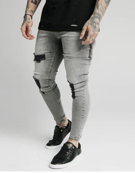 

men's jeans siksilk washed zipper, Blue