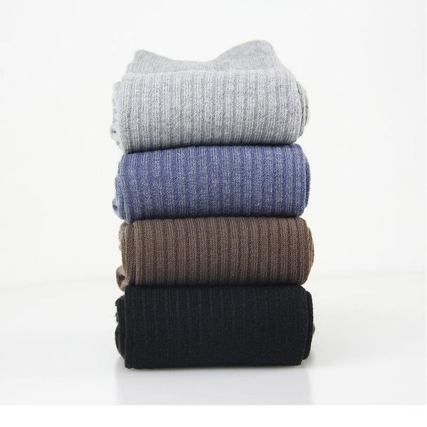

men's pure cotton middle tube socks solid color stripes casual, breathable and comfortable men's middle tube cott jllbjk, Black
