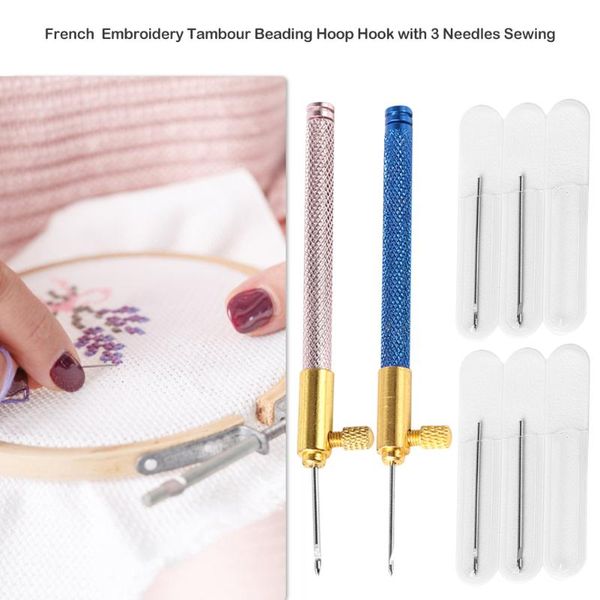 

diy embroidery crochet needle set wood handle anti-rust beaded embroidery hoop hook diy craft sewing tool accessories, Black