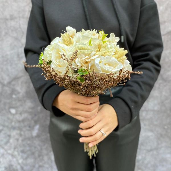 

bridal veils bouquet mixed artificial floral, Black