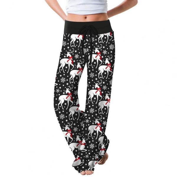 

women's pants & capris lounge women high waist elastic polyester stretch comfy pajama for daily wearing casual clothing, Black;white