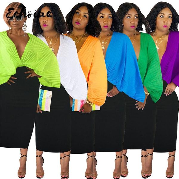 

casual dresses echoine formal office chiffon women summer dress deep v neck batwing sleeve pleated patchwork elegant bodycon xxl, Black;gray