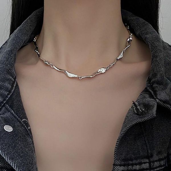 

chokers irregular design sense european and american metal necklace 2021 personality temperament ins hip-hop clavicle chain, Golden;silver