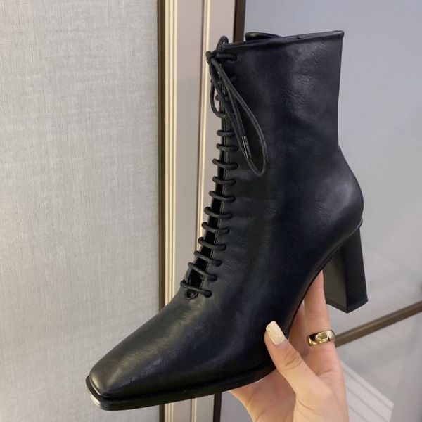 

Women High Heel Short Boot Square Toe Winter Shoes For Women Office Daily Female Short Boot Ladies Footwear Size 34-39, Black