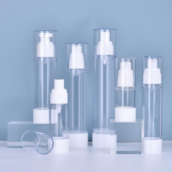 

storage bags airless pump bottle, 15/30/50/100ml air bottle vacuum reusable refillable plastic travel empty bottles set lotion con