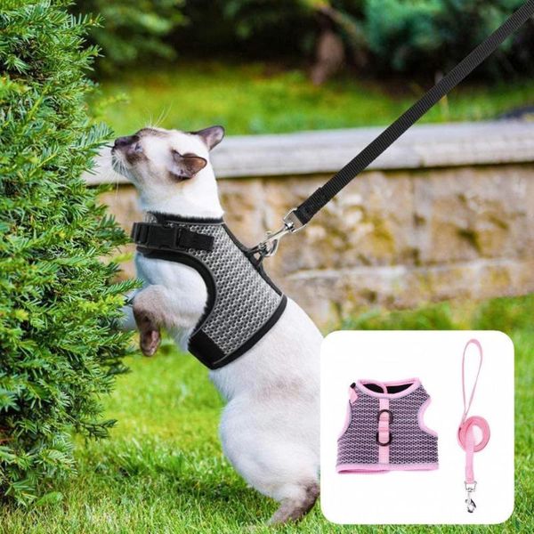 

cat collars & leads strong durable pet chest strap leash set breathable harness easy-wearing for walking