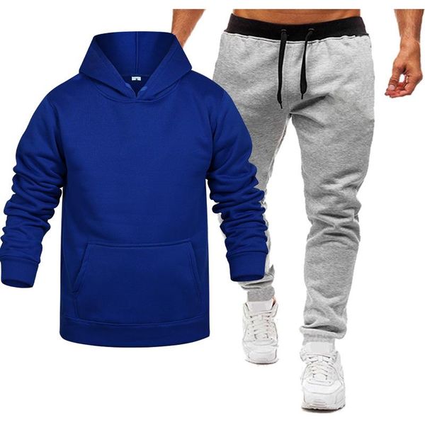 

men's hoodies & sweatshirts conjunto de moletom com capuz masculino, agasalho da moda para homens, 2 peÃ§as em cor sÃ³lida, Black
