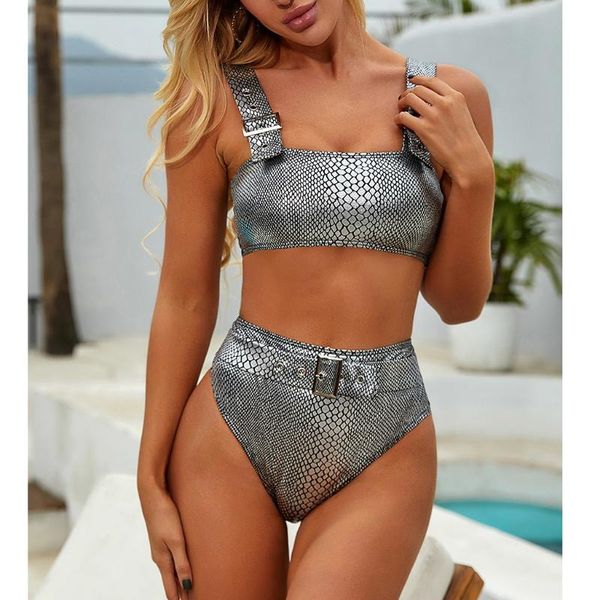 

swimming suit 2021 fashion women bikini pure color leather strap bikini swimsuit female biquini maillot de bain femme, White;black
