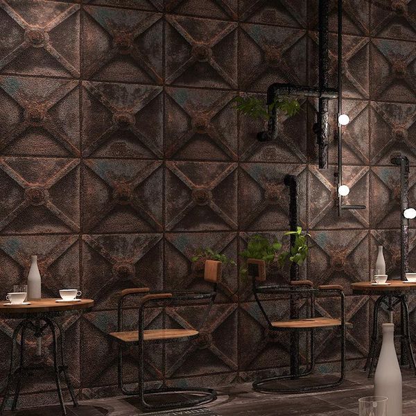

wallpapers retro industrial stylewallpaper imitation iron wallpaper papel deco mural 3d10m long personality background wall bar