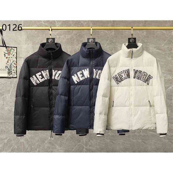 

2021 winter new korean chao brand mlb yankees ny letter printing loose fashion couple down jacket, Black