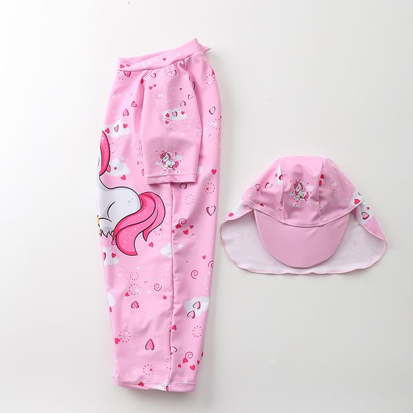 

pink ins children's one piece love unicorn baby girls' swimsuit, White;black