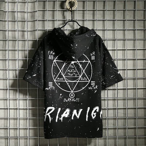 

2021 new manga curta t camisa moda alta rua camisetas de retalhos frescos s masculinos f5rw, Black