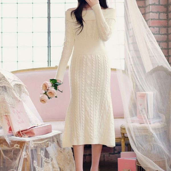 

2021 new spring autumn winter sweater women slim bodycon female off shoulder long sleeve knitted vestidos 789y, Black;gray