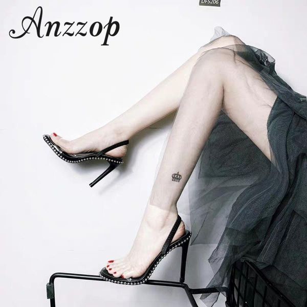 

dress shoes high-heeled female 2021 semi-trailed word exposed toe stiletto pointed fairy wind summer two net red, Black