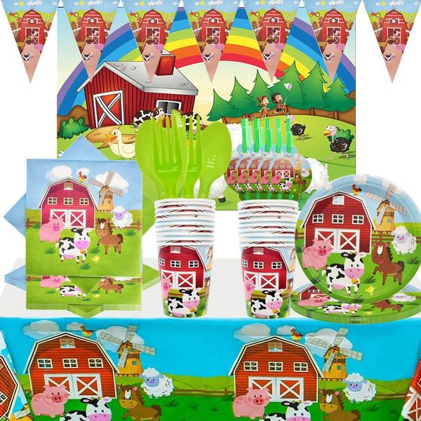 

disposable dinnerware farm animals theme party supplies paper plate cup napkin invitation ceiling straws bags er banner balloon decorati