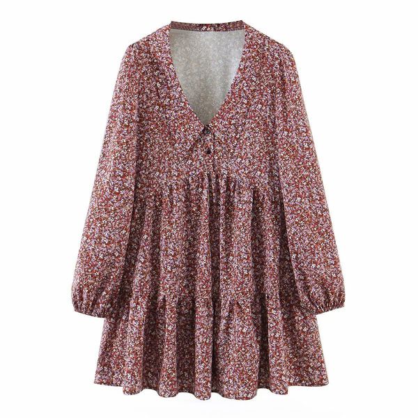

2021 new 3482 autumn european and american women's lapel floral loose long sleeve factory direct wholesale 9qth, Black;gray