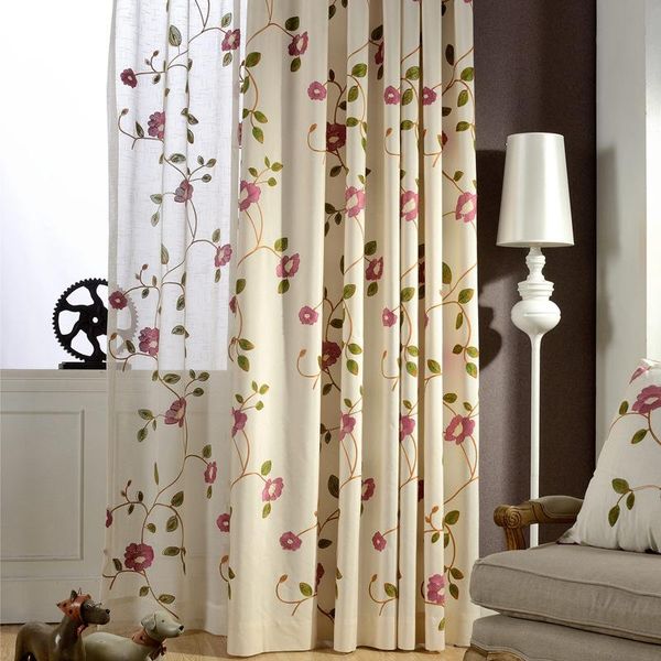 

curtain & drapes floral embroidered curtains for living room pastoral countryside rural bedroom delicate sheer voile window gauze