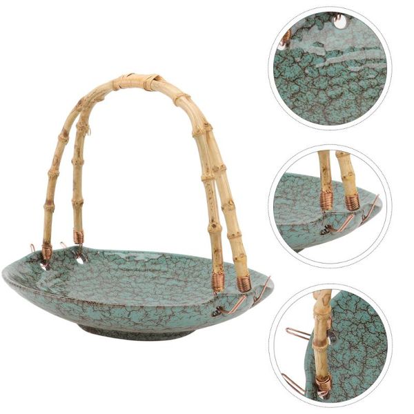 

storage baskets 1pc portable fruit basket ceramic tray dessert plate with handle