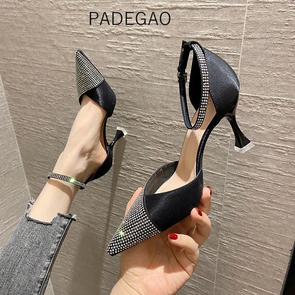 

sandals 2021 women's crystal club party night high-heeled korean women, Black